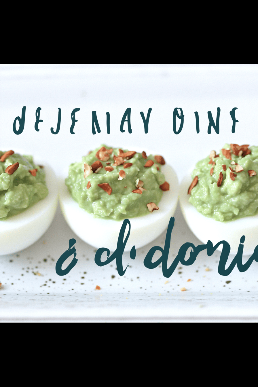 Guacamole Deviled Eggs slice on plate showing perfect texture and swirl pattern