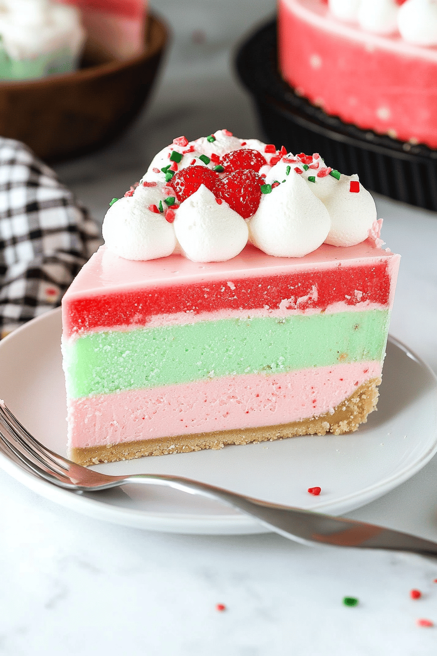 Jello Pie slice on plate showing perfect texture and swirl pattern