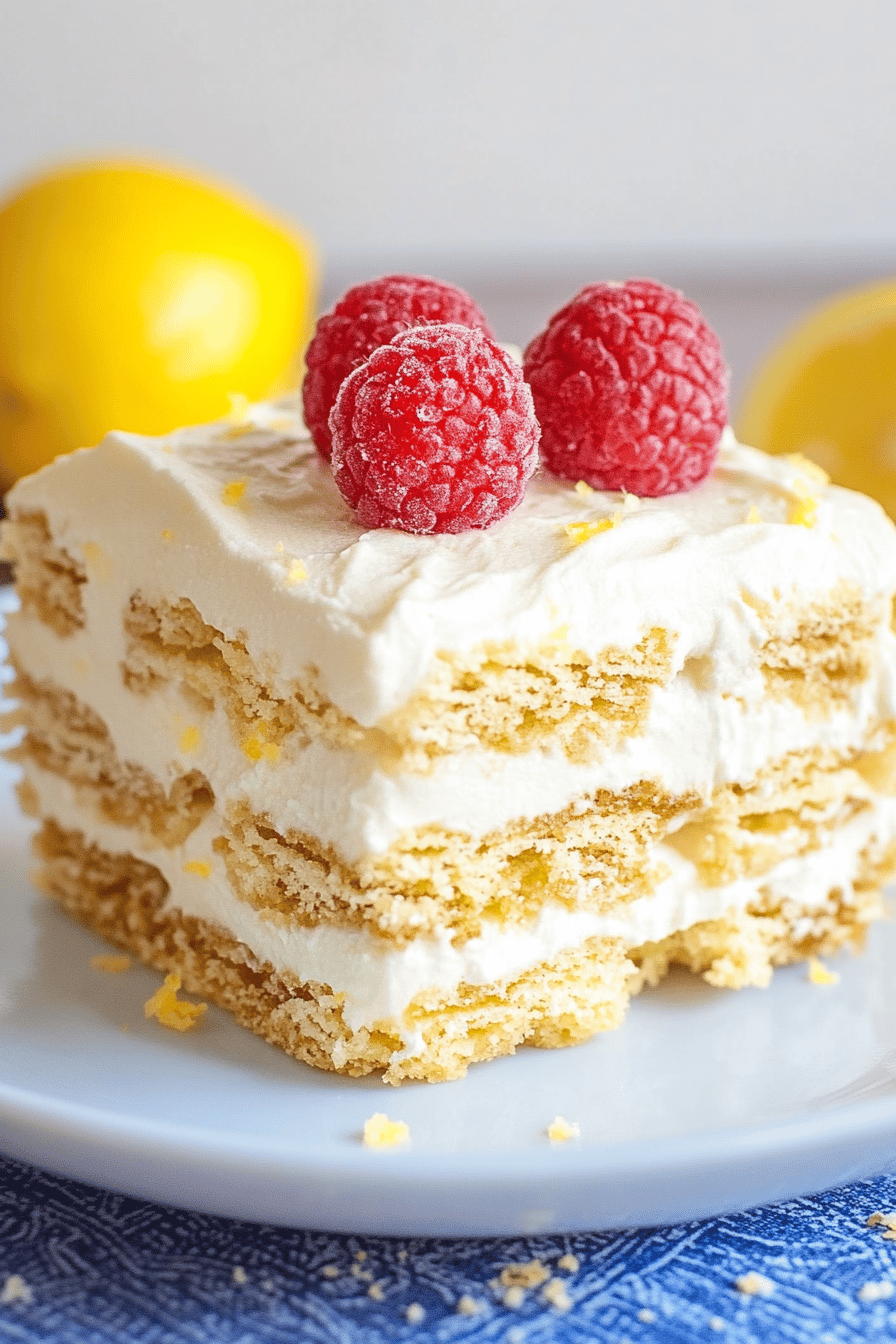 Lemon Icebox Cake ingredients organized and measured on kitchen counter