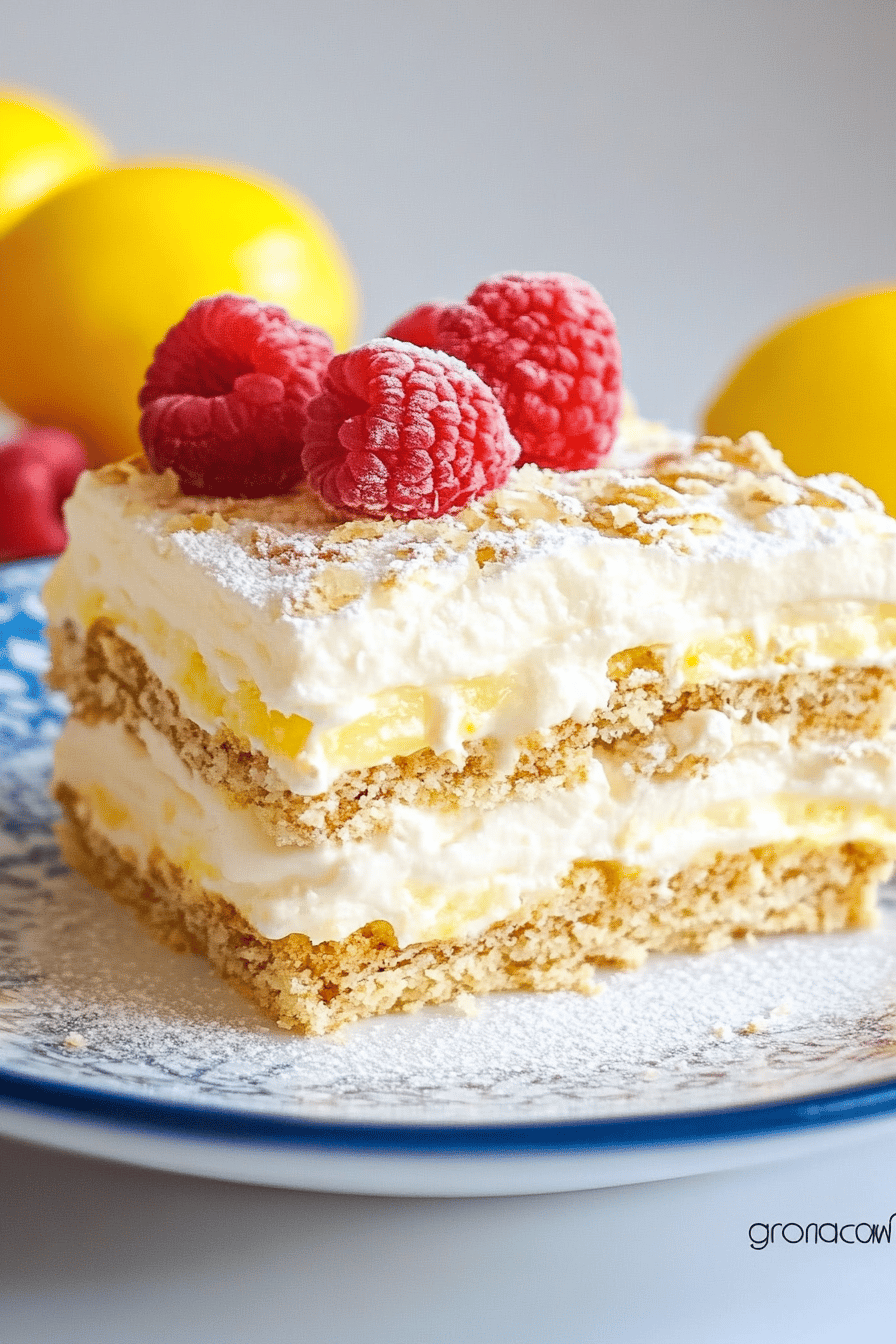 Lemon Icebox Cake slice on plate showing perfect texture and swirl pattern