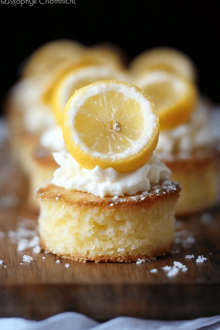 Lemon cakes slice on plate showing perfect texture and swirl pattern