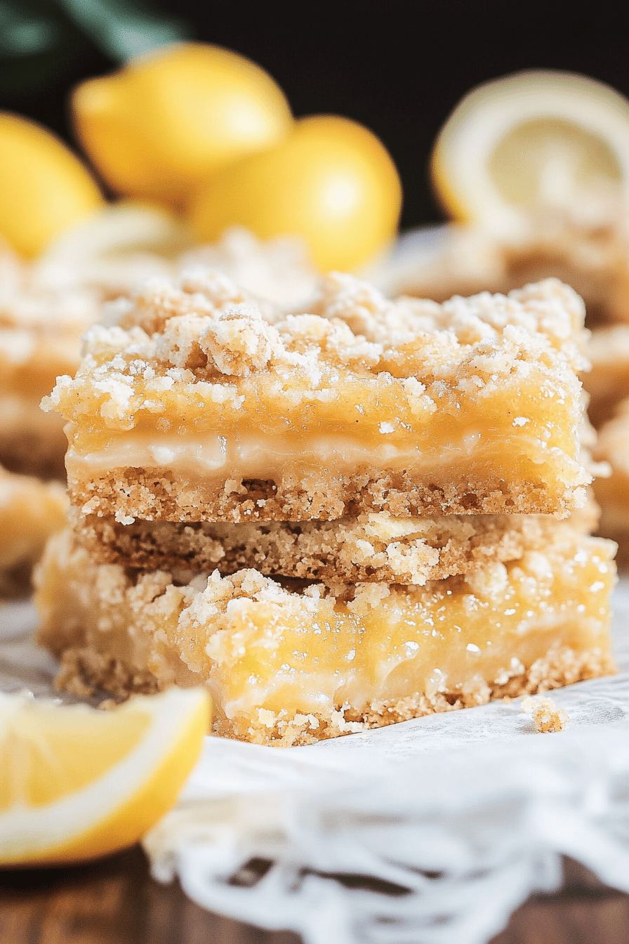 Lemon streusel squares ingredients organized and measured on kitchen counter
