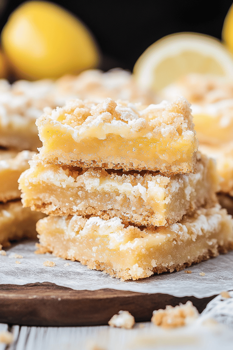 Lemon streusel squares ingredients organized and measured on kitchen counter