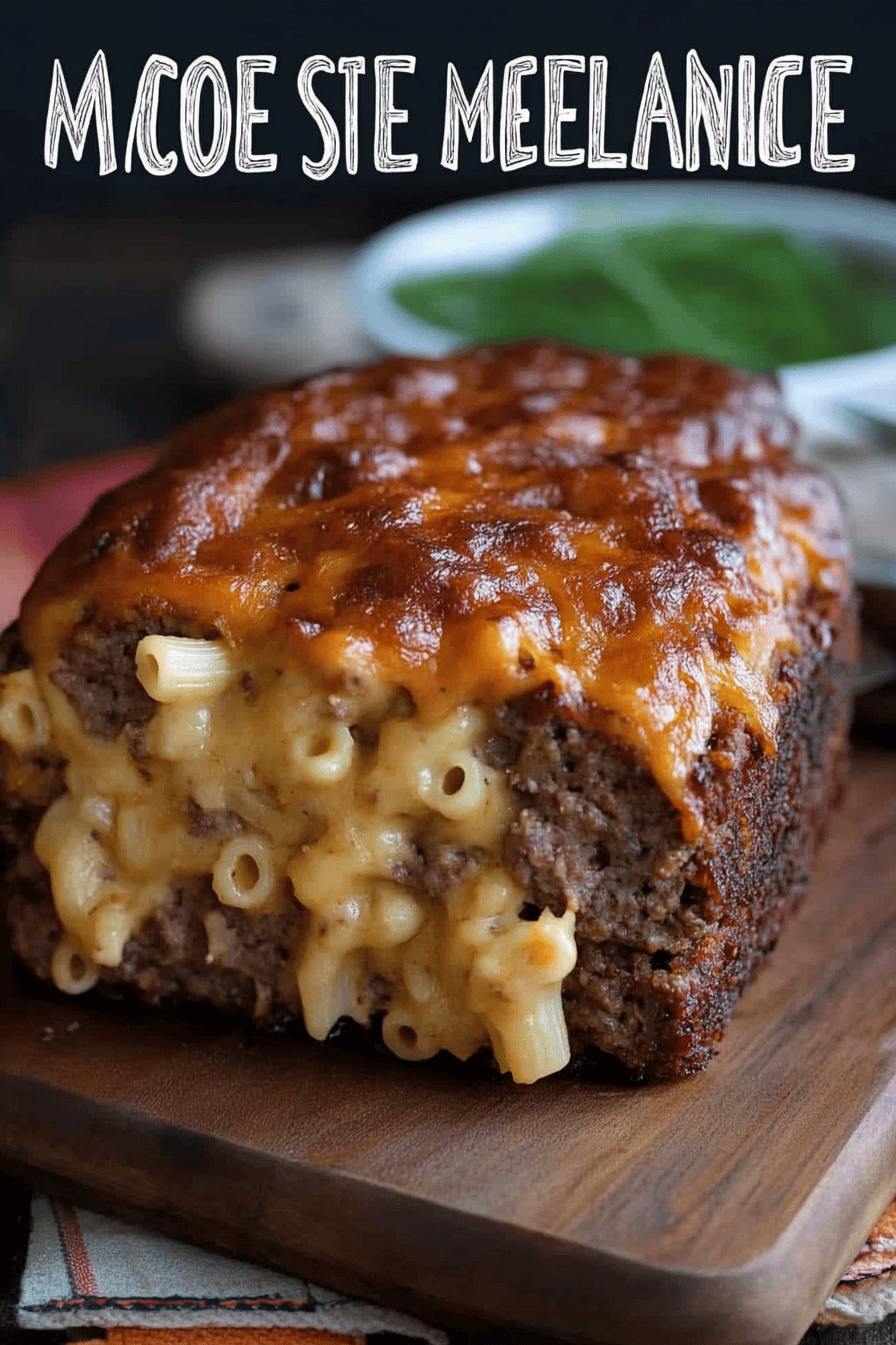 Macaroni Cheese Stuffed Meatloaf slice on plate showing perfect texture and swirl pattern