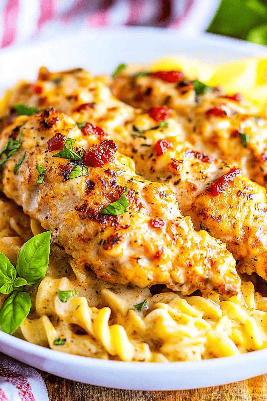 Marry Me Chicken slice on plate showing perfect texture and swirl pattern