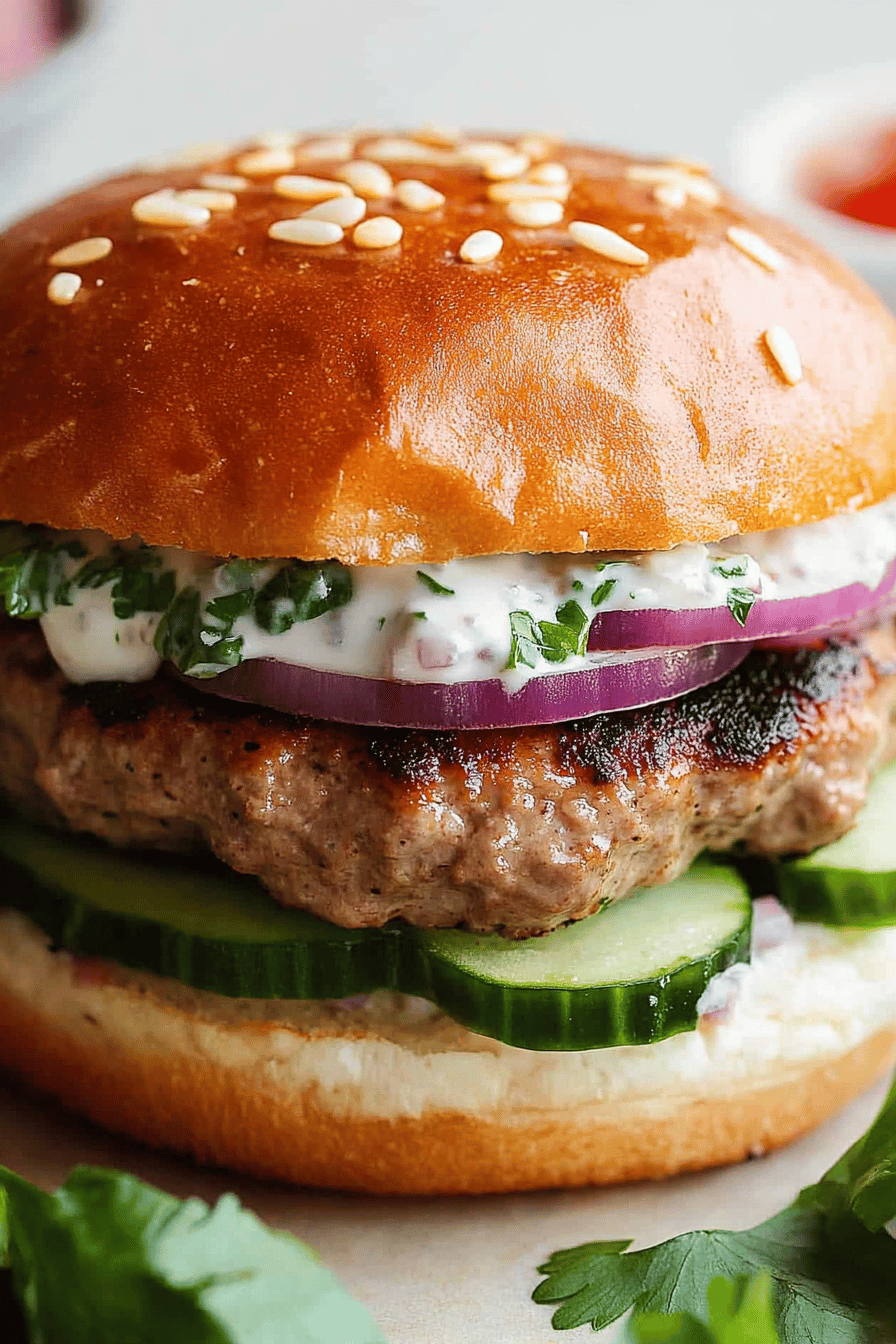 Mediterranean burger ingredients organized and measured on kitchen counter