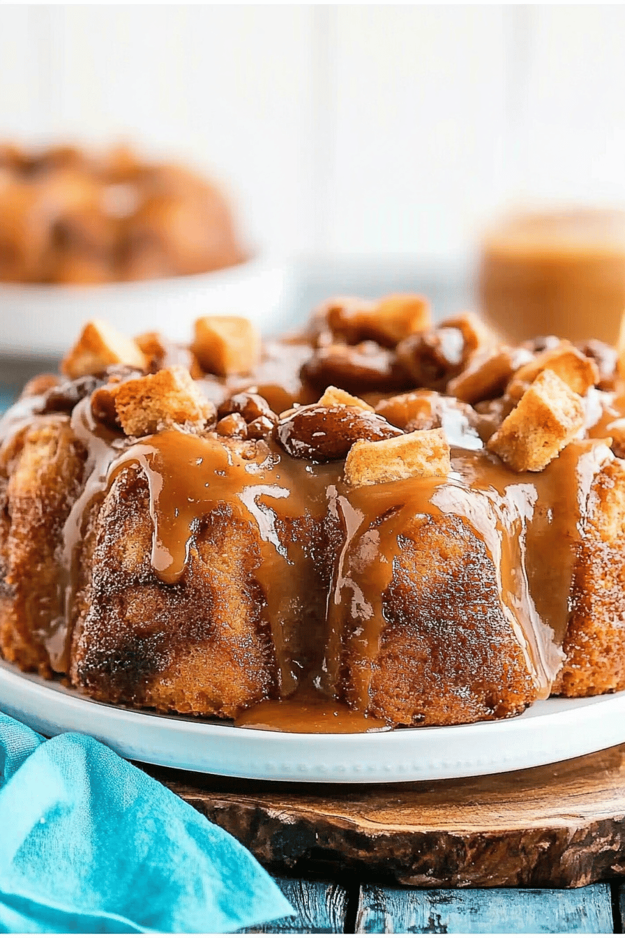 Monkey Bread slice on plate showing perfect texture and swirl pattern