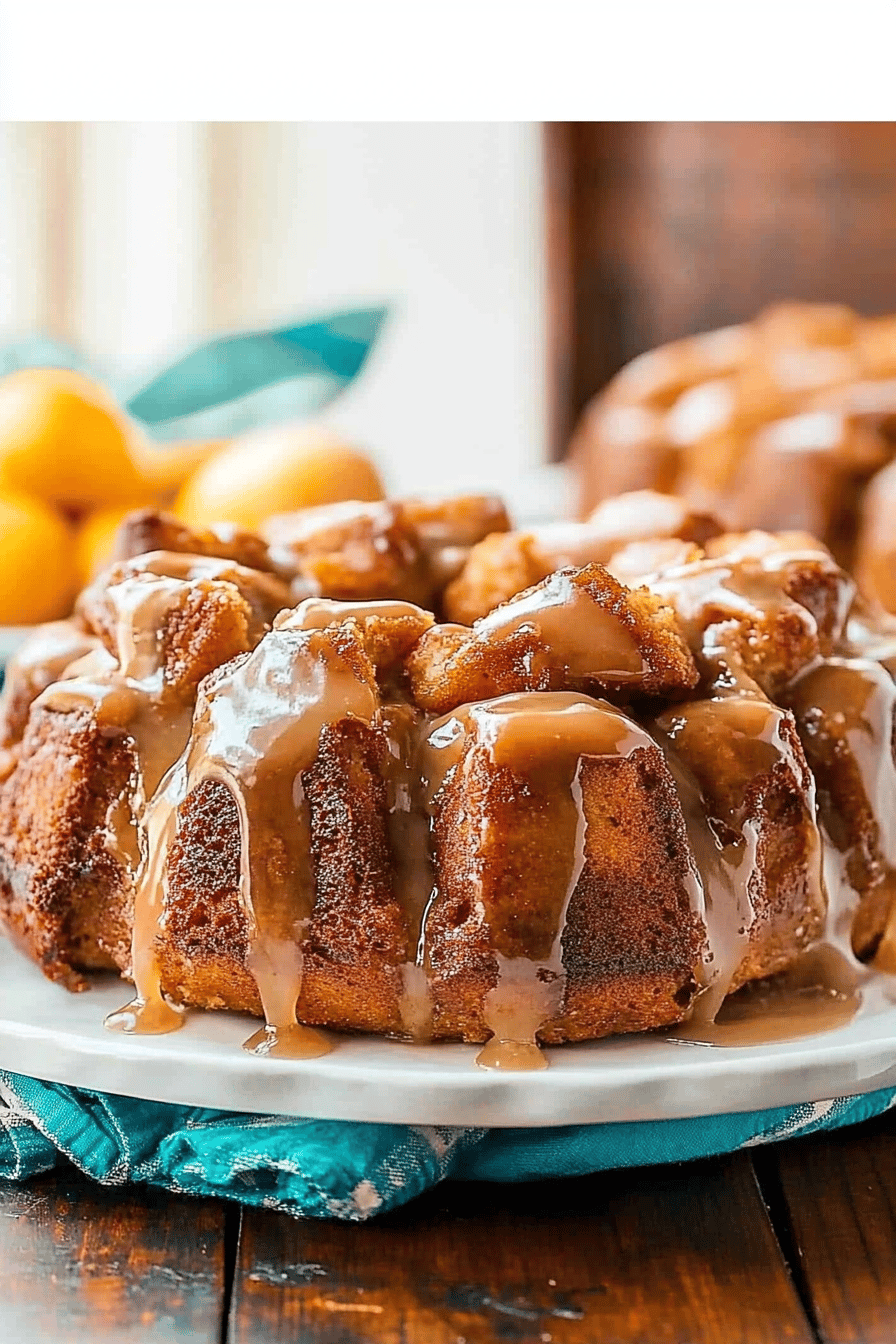 Monkey Bread slice on plate showing perfect texture and swirl pattern