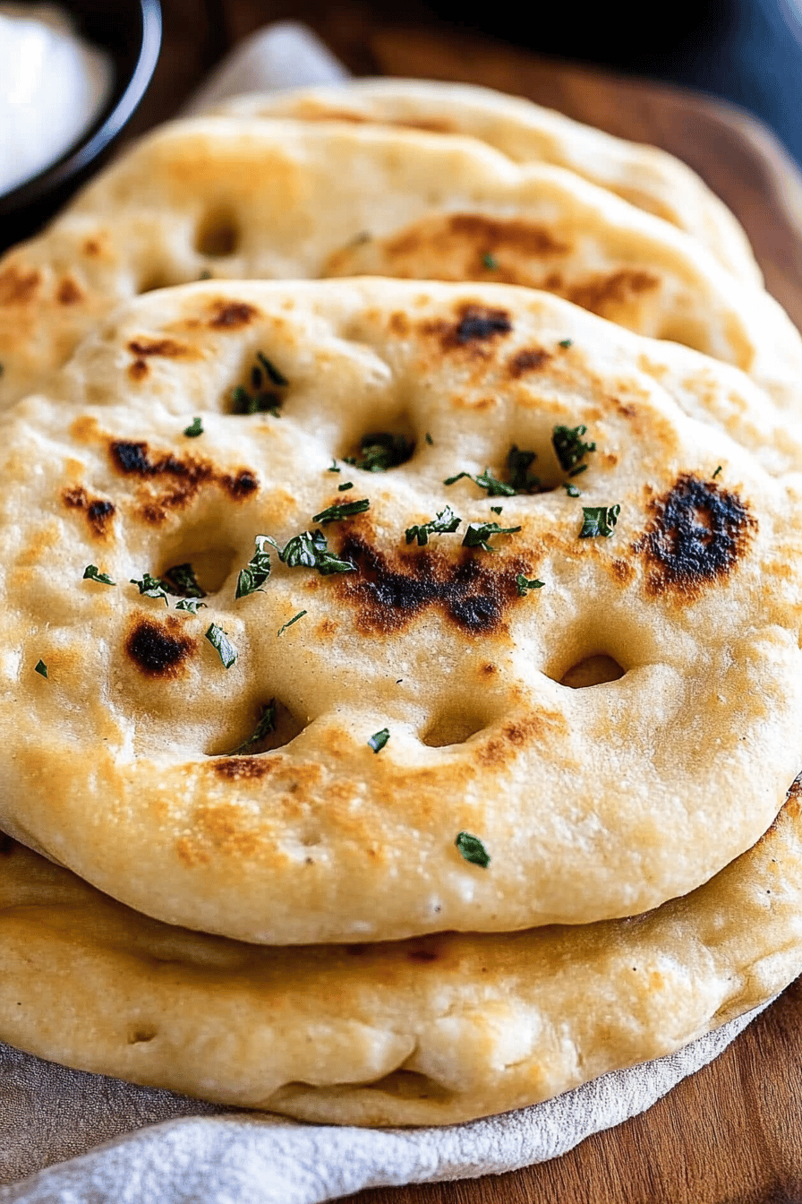 Naan Bread Recipe slice on plate showing perfect texture and swirl pattern