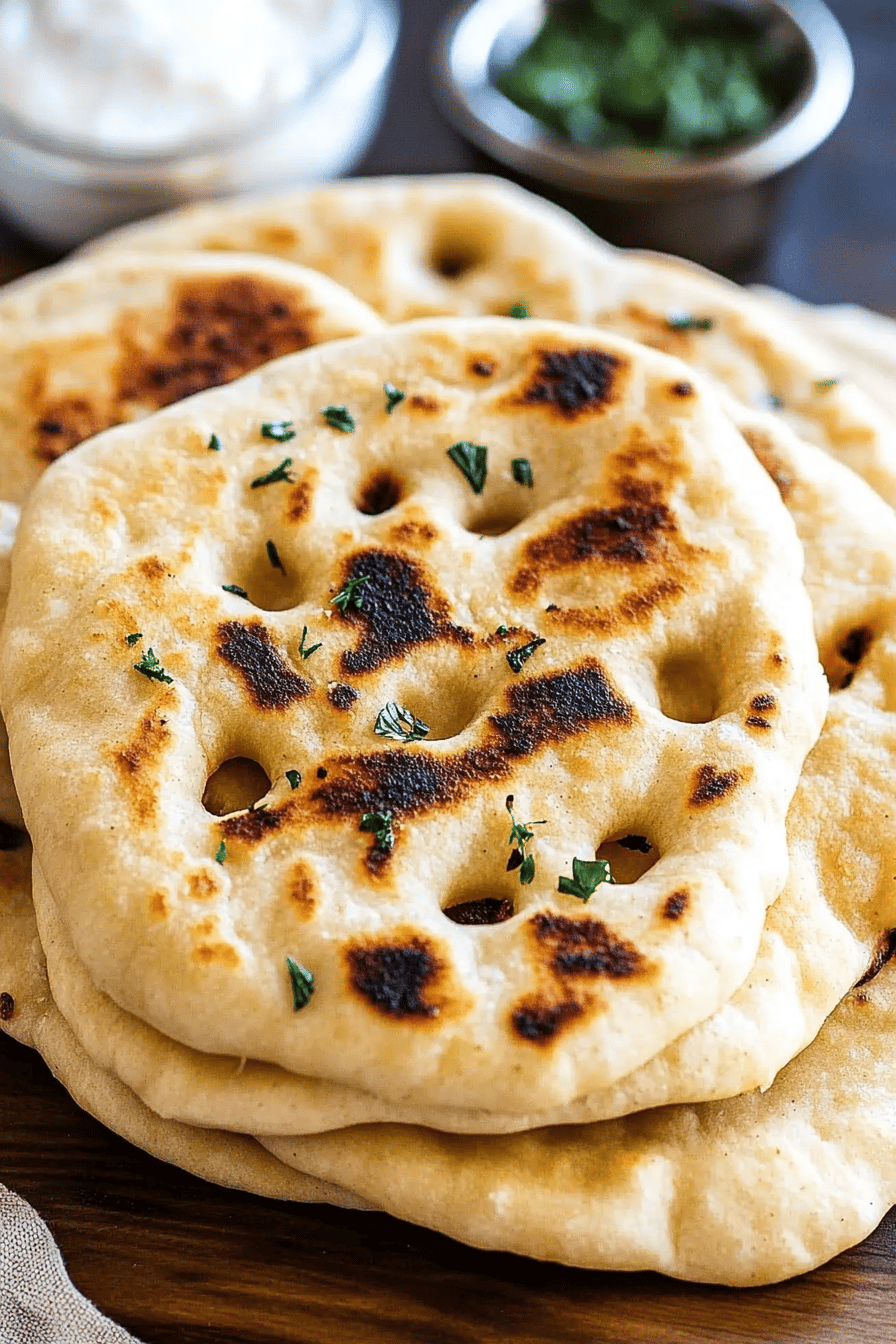 Naan Bread Recipe ingredients organized and measured on kitchen counter