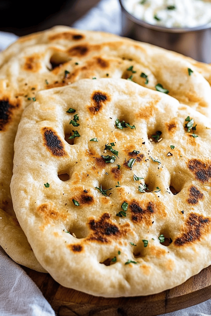 Naan Bread Recipe slice on plate showing perfect texture and swirl pattern