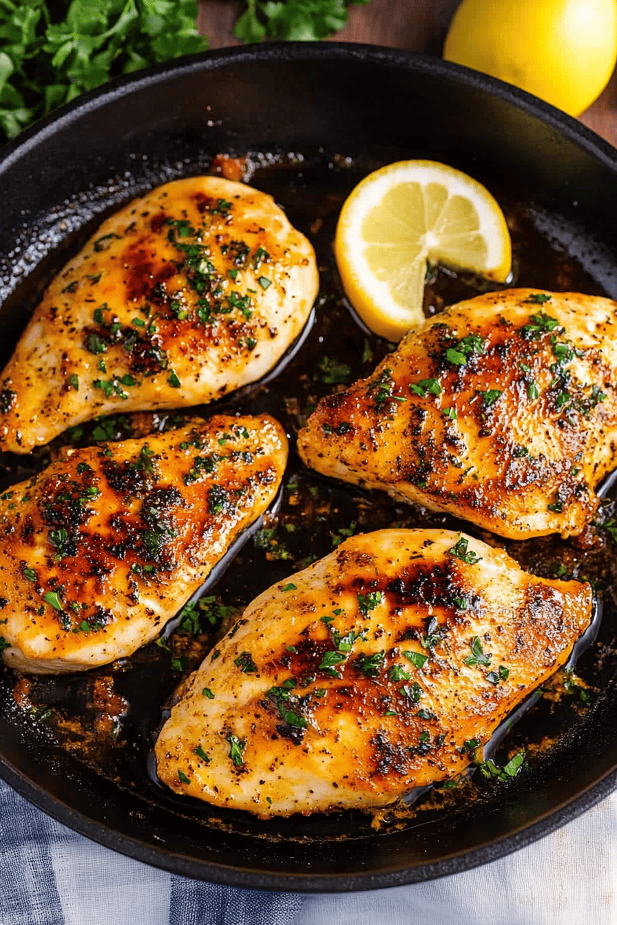Pan-Seared Chicken Breasts ingredients organized and measured on kitchen counter