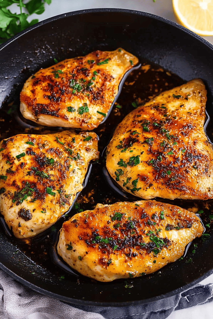 Pan-Seared Chicken Breasts slice on plate showing perfect texture and swirl pattern