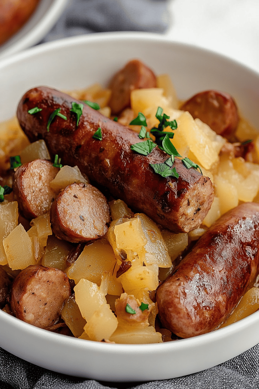 Polish sausage recipe ingredients organized and measured on kitchen counter