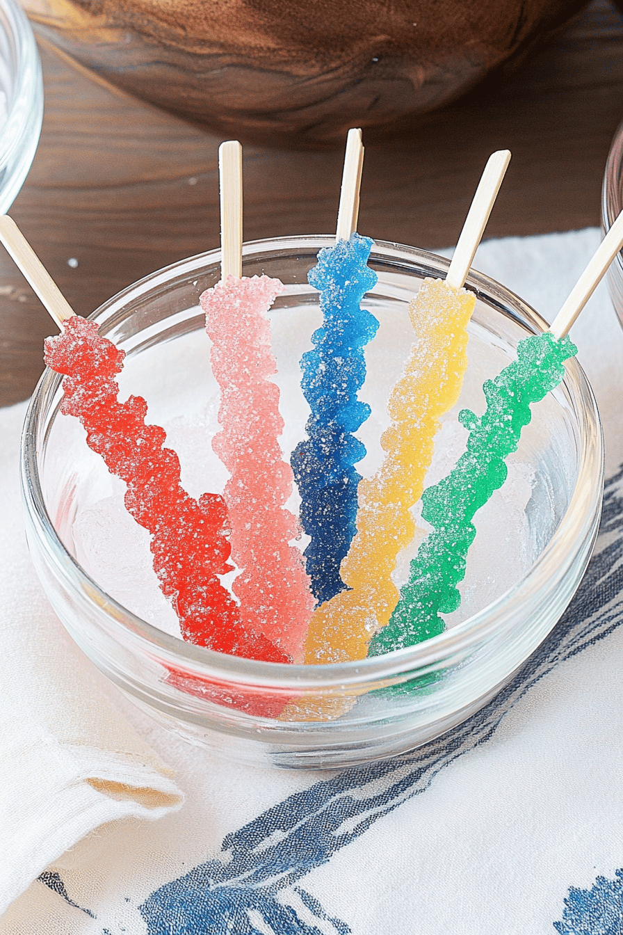 Rock candy slice on plate showing perfect texture and swirl pattern