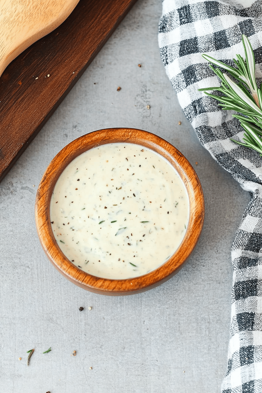 Rosemary cream sauce slice on plate showing perfect texture and swirl pattern