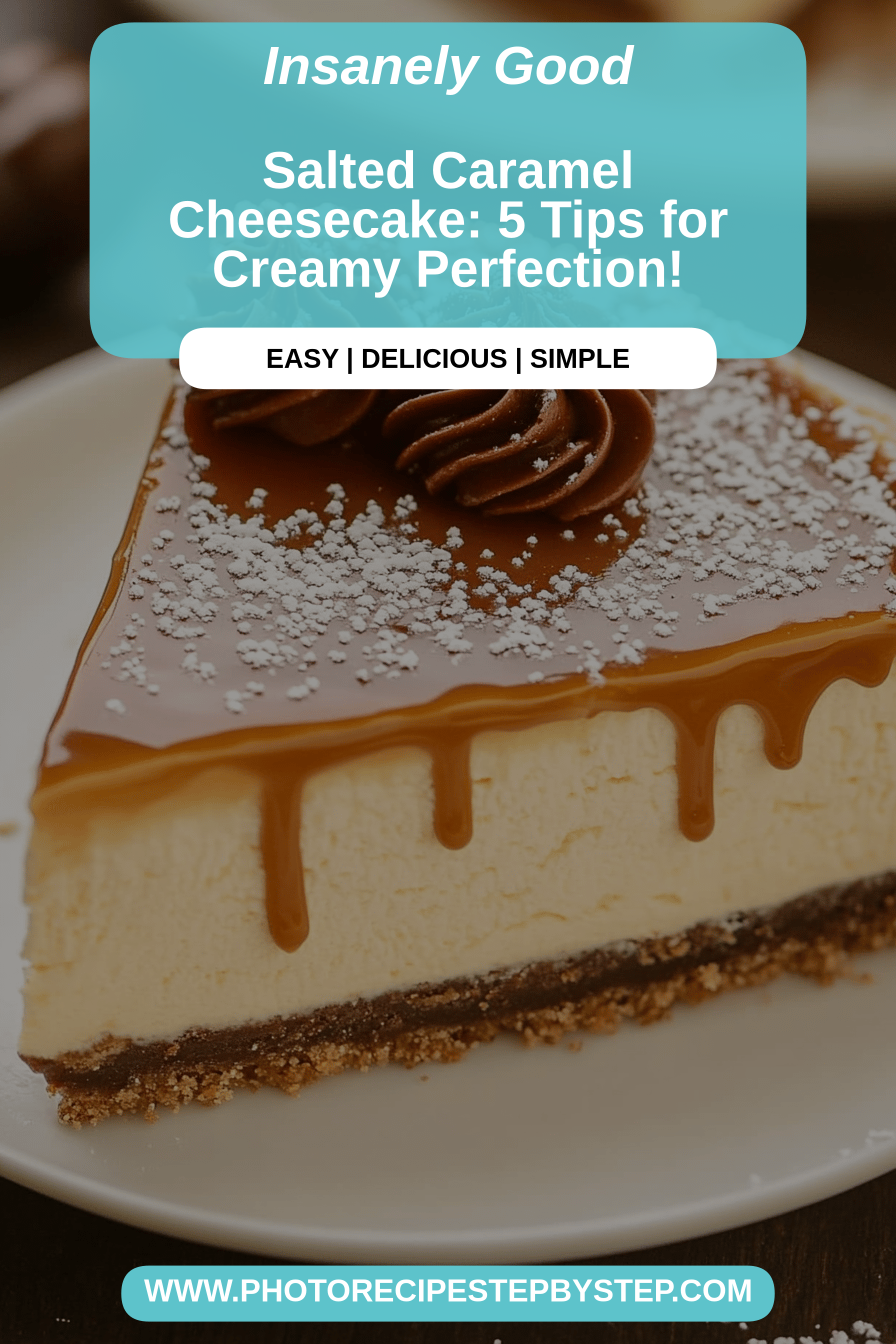Salted Caramel Cheesecake final dish beautifully presented and ready to serve