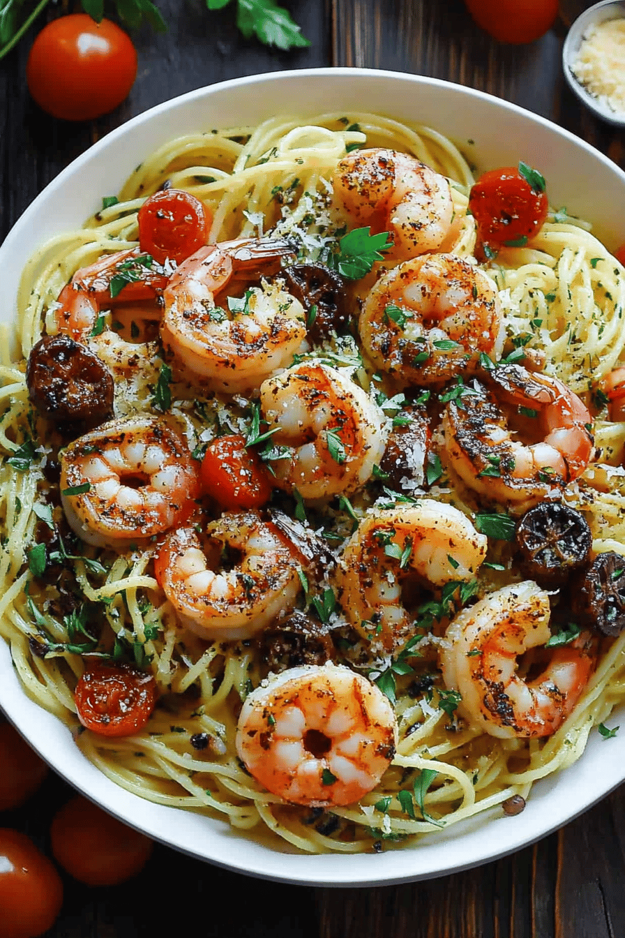 Shrimp Spaghetti Recipe slice on plate showing perfect texture and swirl pattern