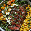 Steak with Corn Feta Spinach Sauce