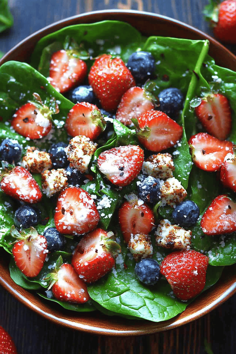 Strawberry Spinach Salad slice on plate showing perfect texture and swirl pattern