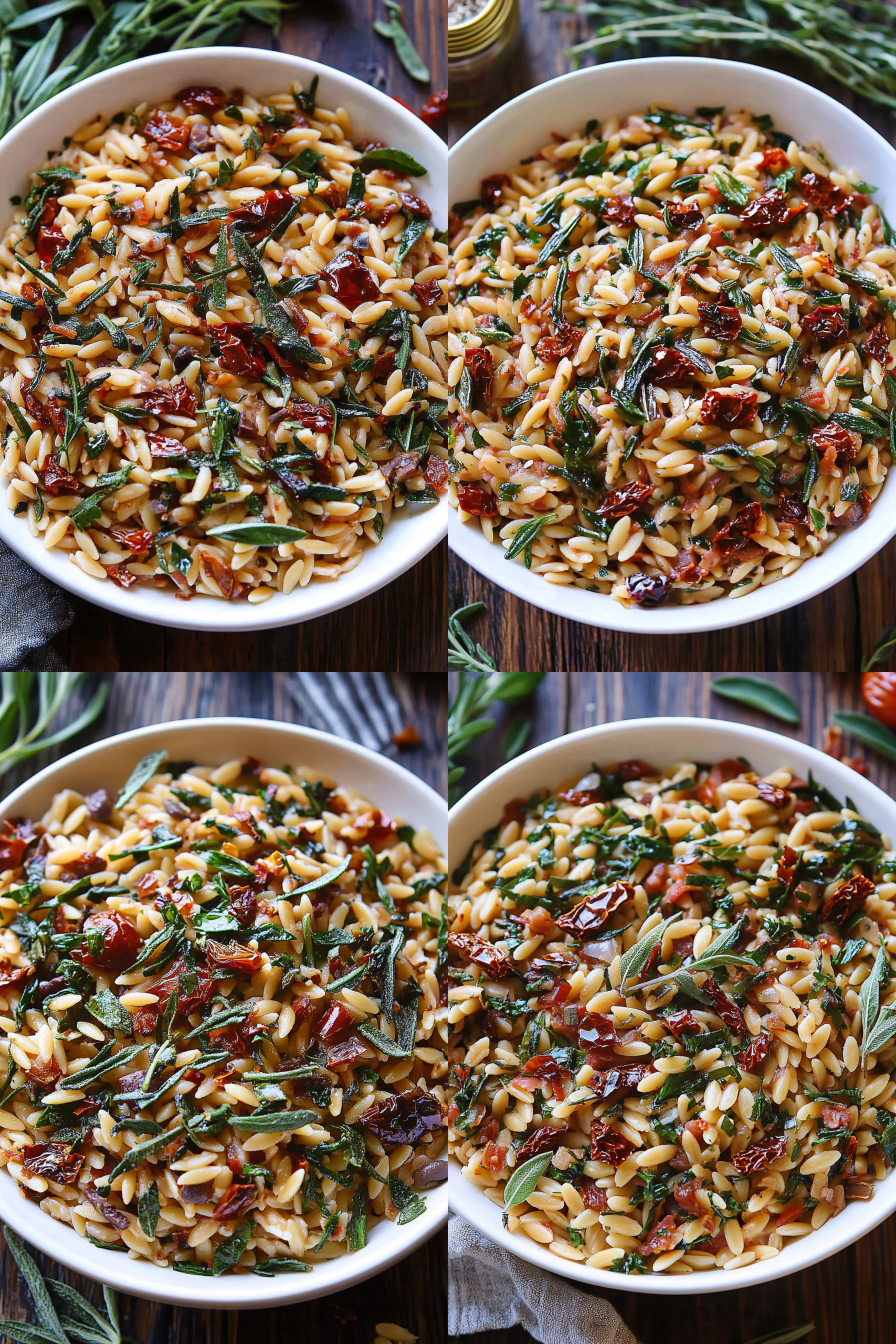 Sun-Dried Tomato Orzo ingredients organized and measured on kitchen counter