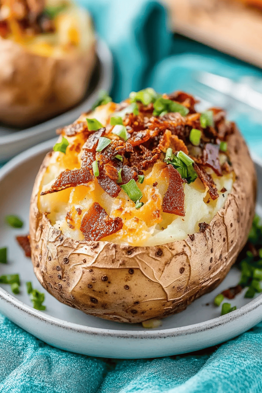 air fryer baked potato ingredients organized and measured on kitchen counter