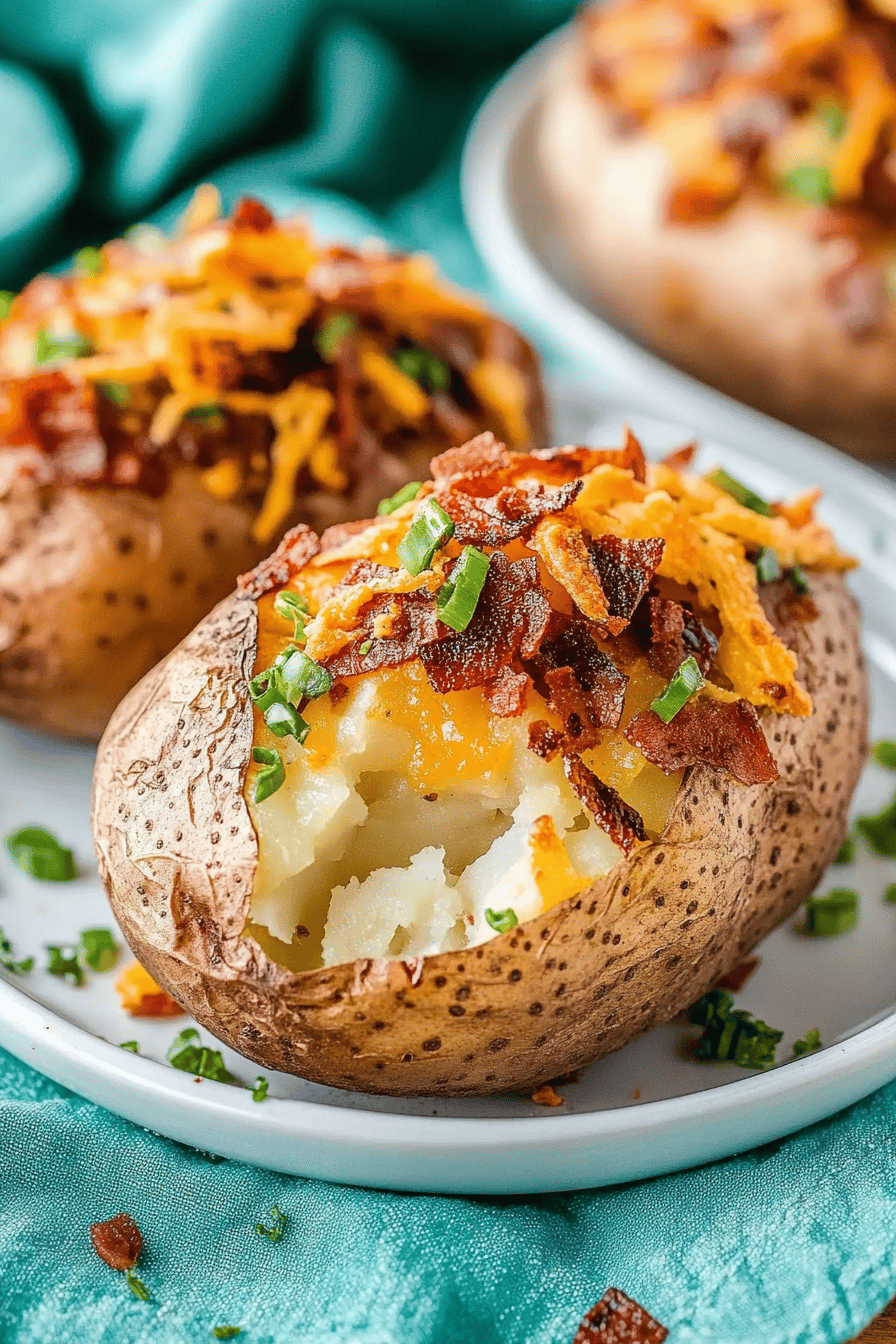 air fryer baked potato slice on plate showing perfect texture and swirl pattern