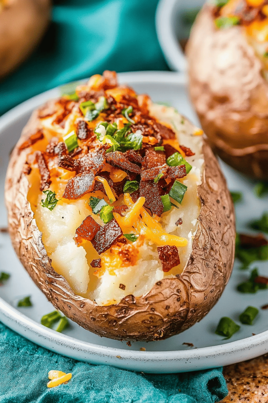air fryer baked potato ingredients organized and measured on kitchen counter