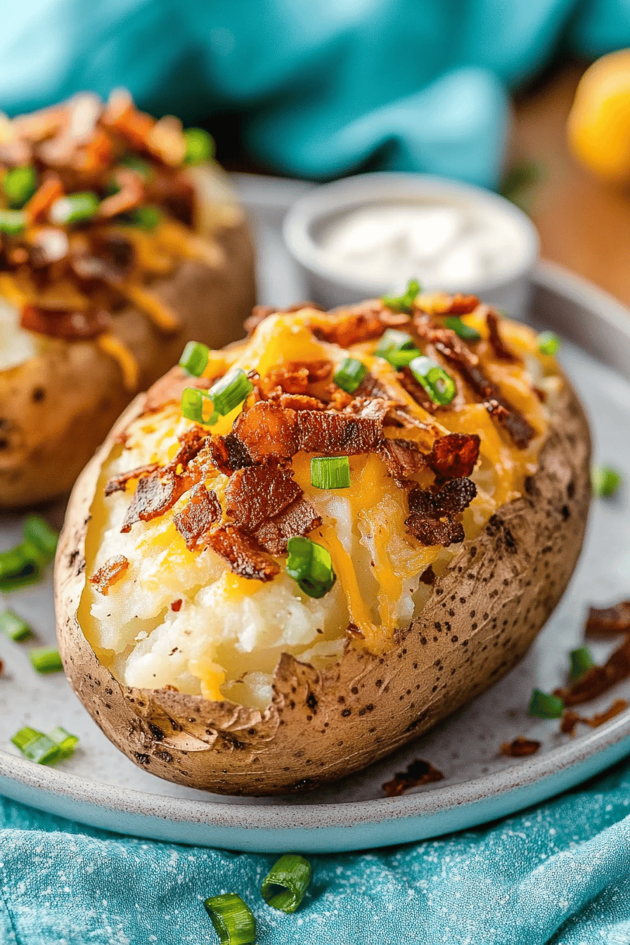 air fryer baked potato slice on plate showing perfect texture and swirl pattern