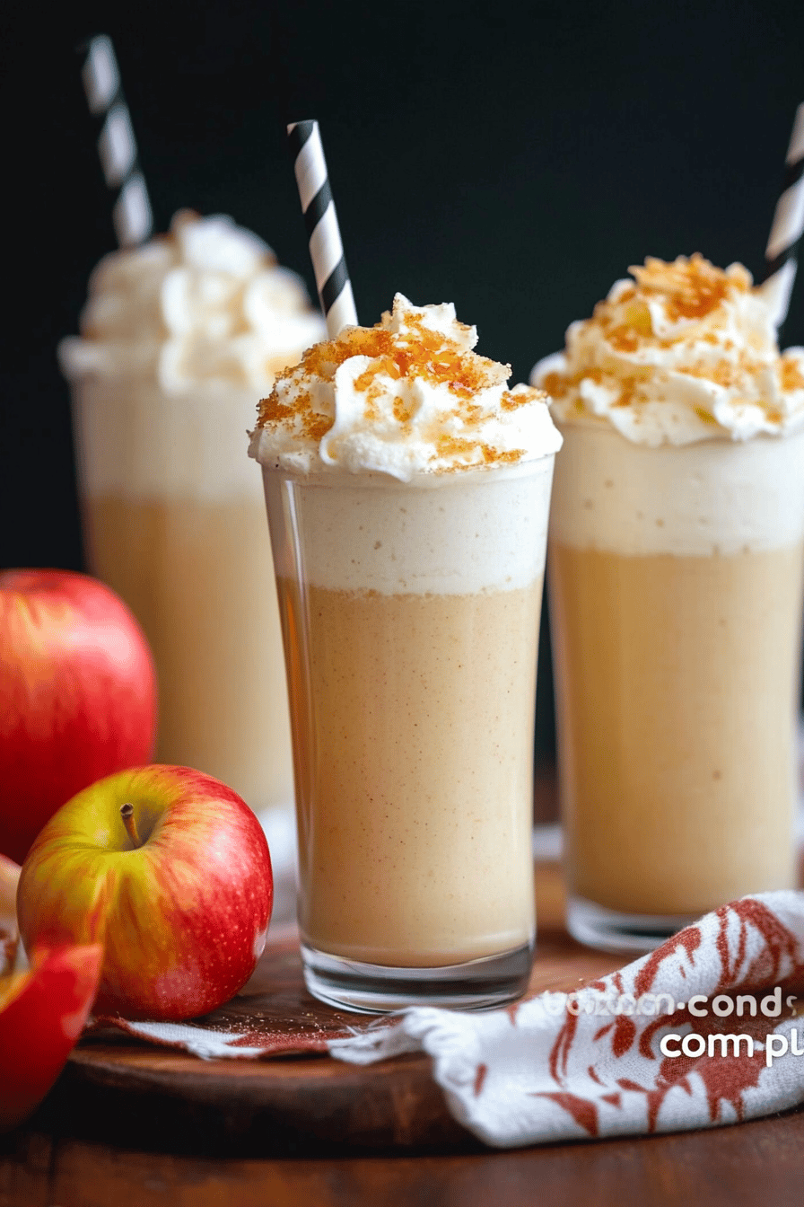 apple cider milkshake ingredients organized and measured on kitchen counter