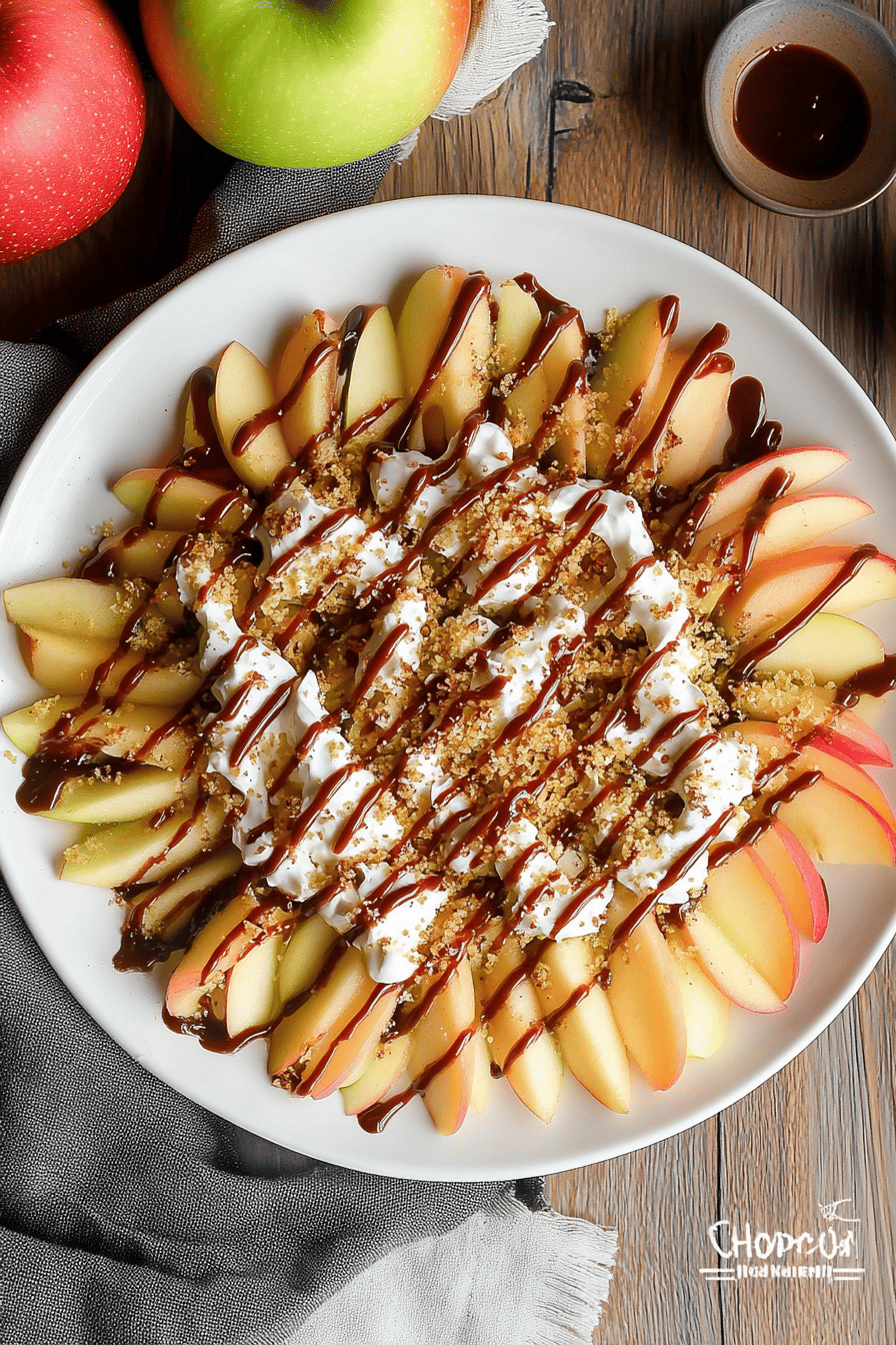 apple nachos slice on plate showing perfect texture and swirl pattern