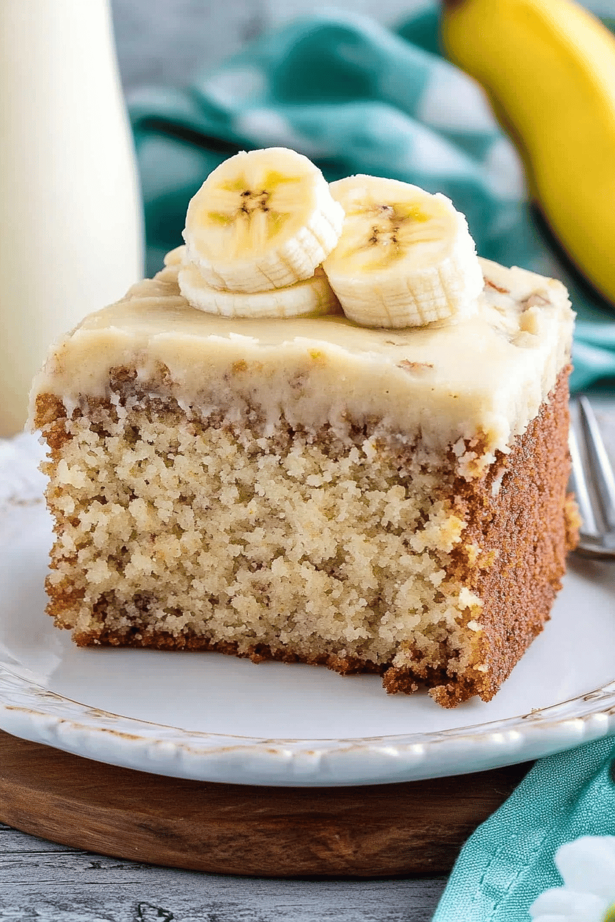 banana cake slice on plate showing perfect texture and swirl pattern