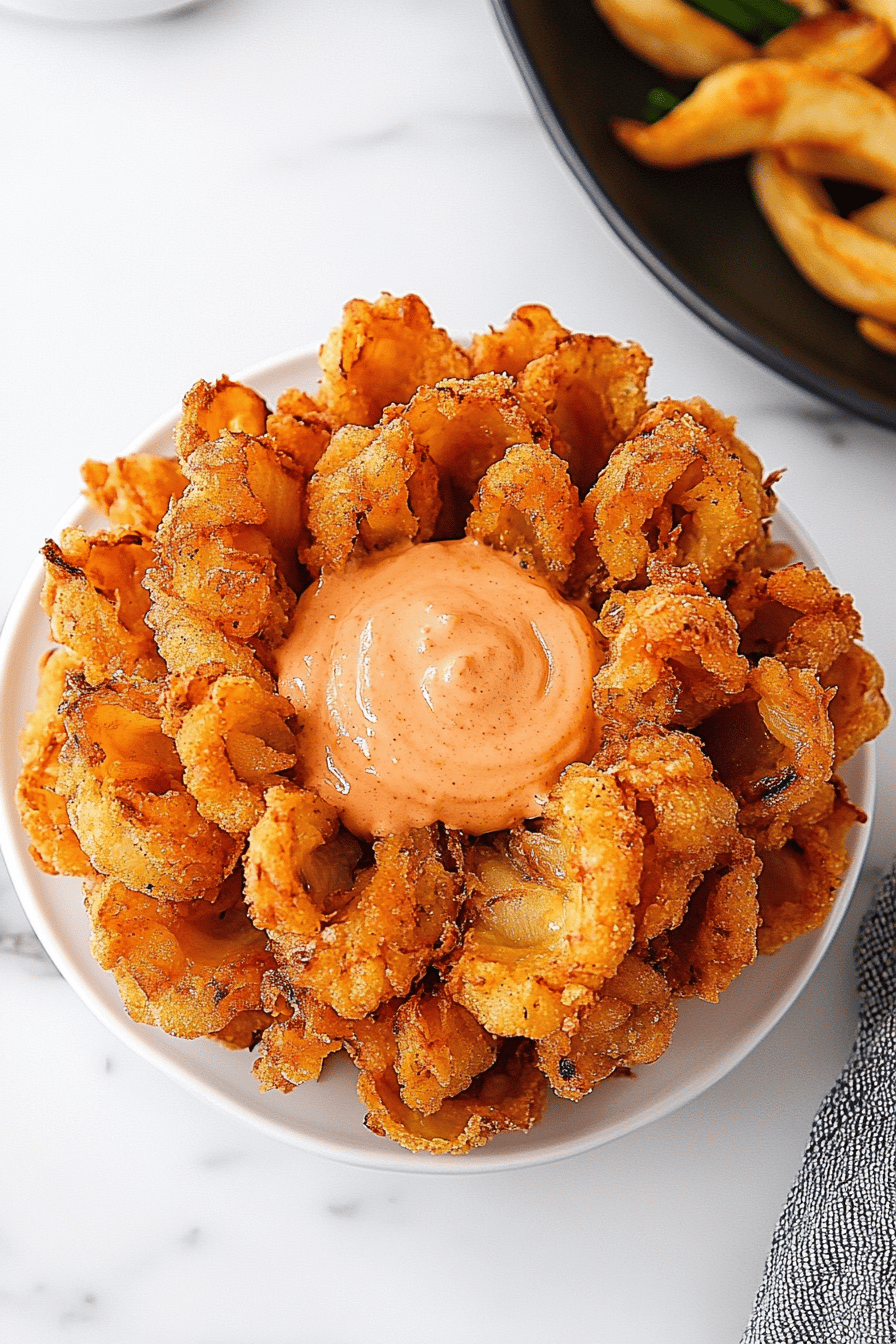 blooming onion ingredients organized and measured on kitchen counter