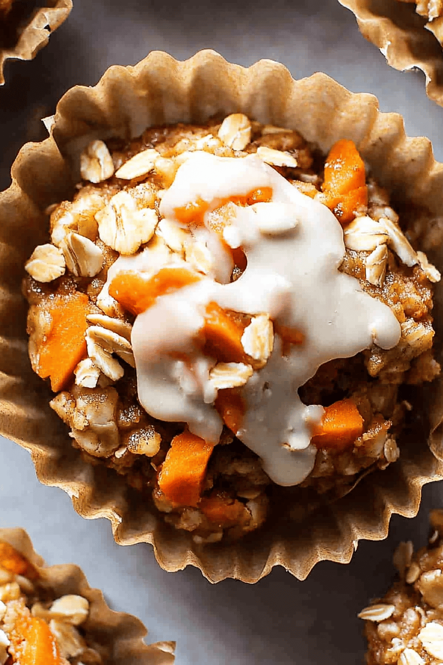 carrot cake oatmeal slice on plate showing perfect texture and swirl pattern