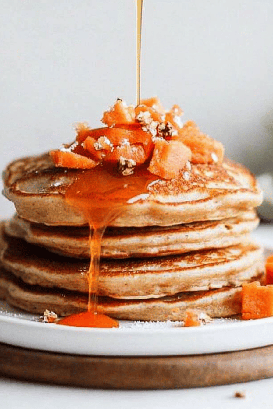 carrot cake pancakes ingredients organized and measured on kitchen counter