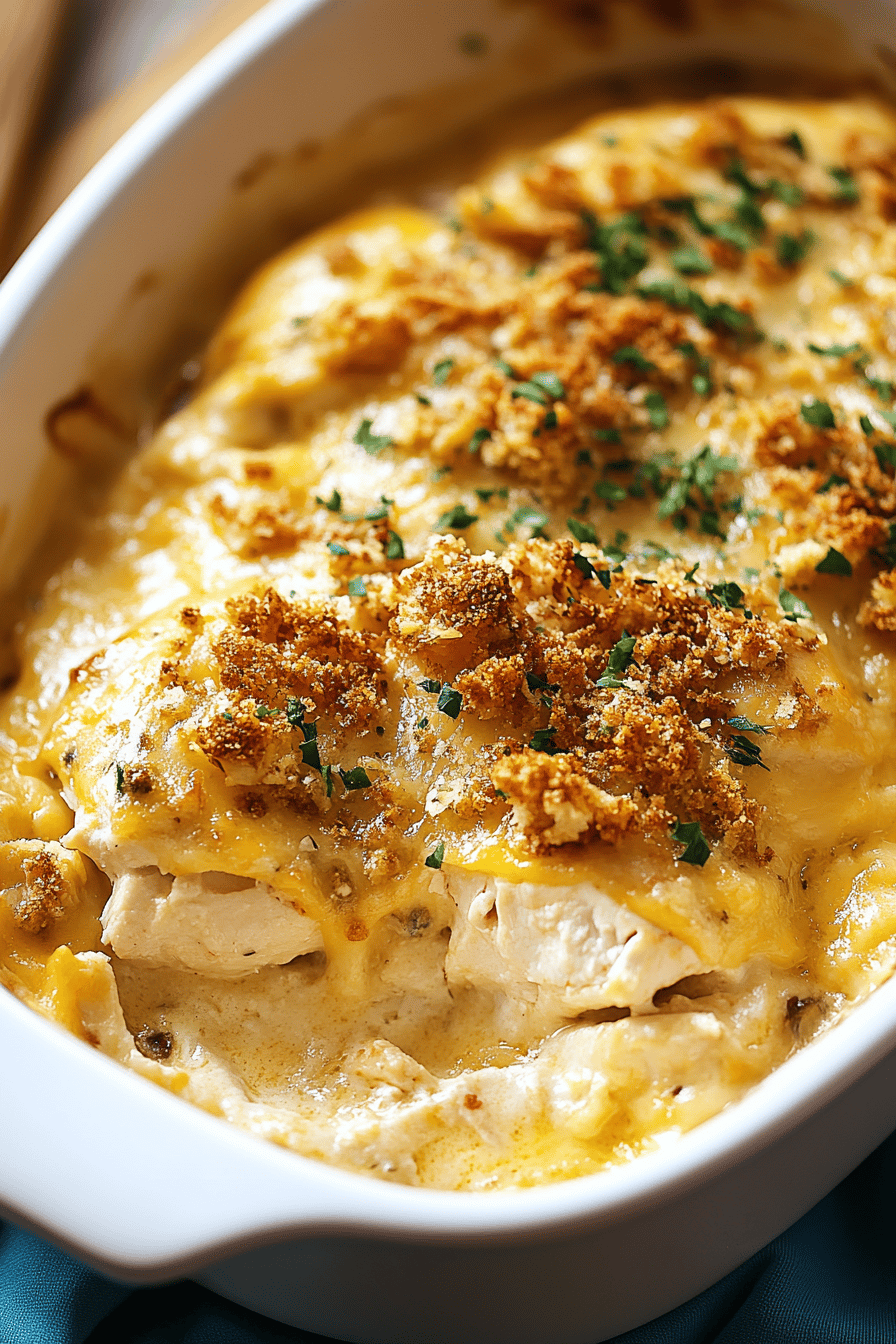 chicken casserole slice on plate showing perfect texture and swirl pattern