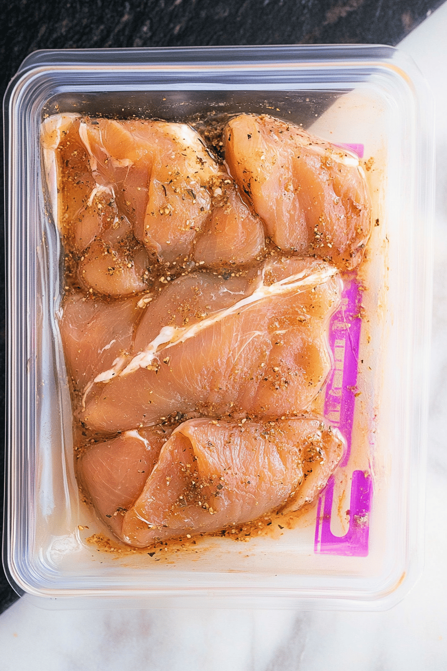 chicken marinade ingredients organized and measured on kitchen counter