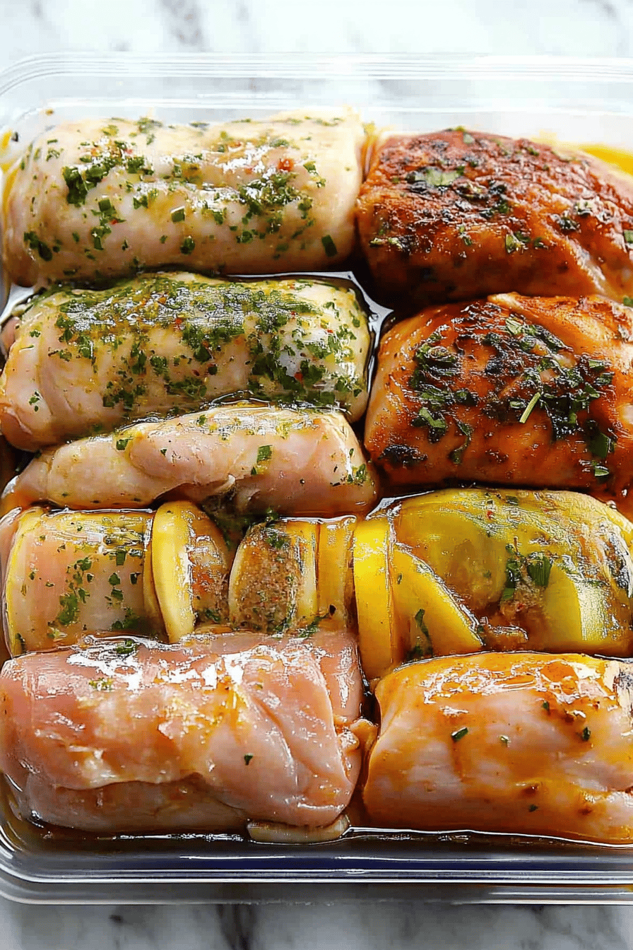 chicken marinades slice on plate showing perfect texture and swirl pattern