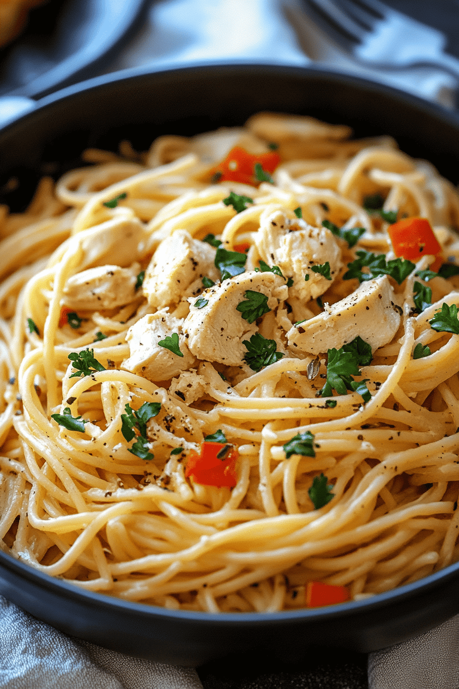 chicken pasta slice on plate showing perfect texture and swirl pattern