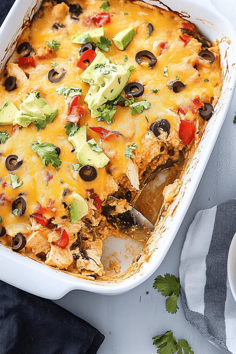 chicken taco casserole ingredients organized and measured on kitchen counter