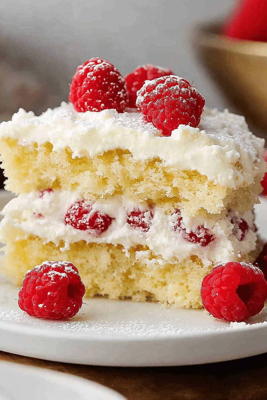 coconut layer cake slice on plate showing perfect texture and swirl pattern