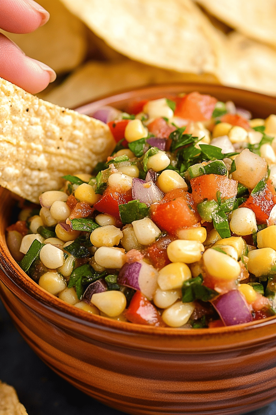 corn salsa ingredients organized and measured on kitchen counter