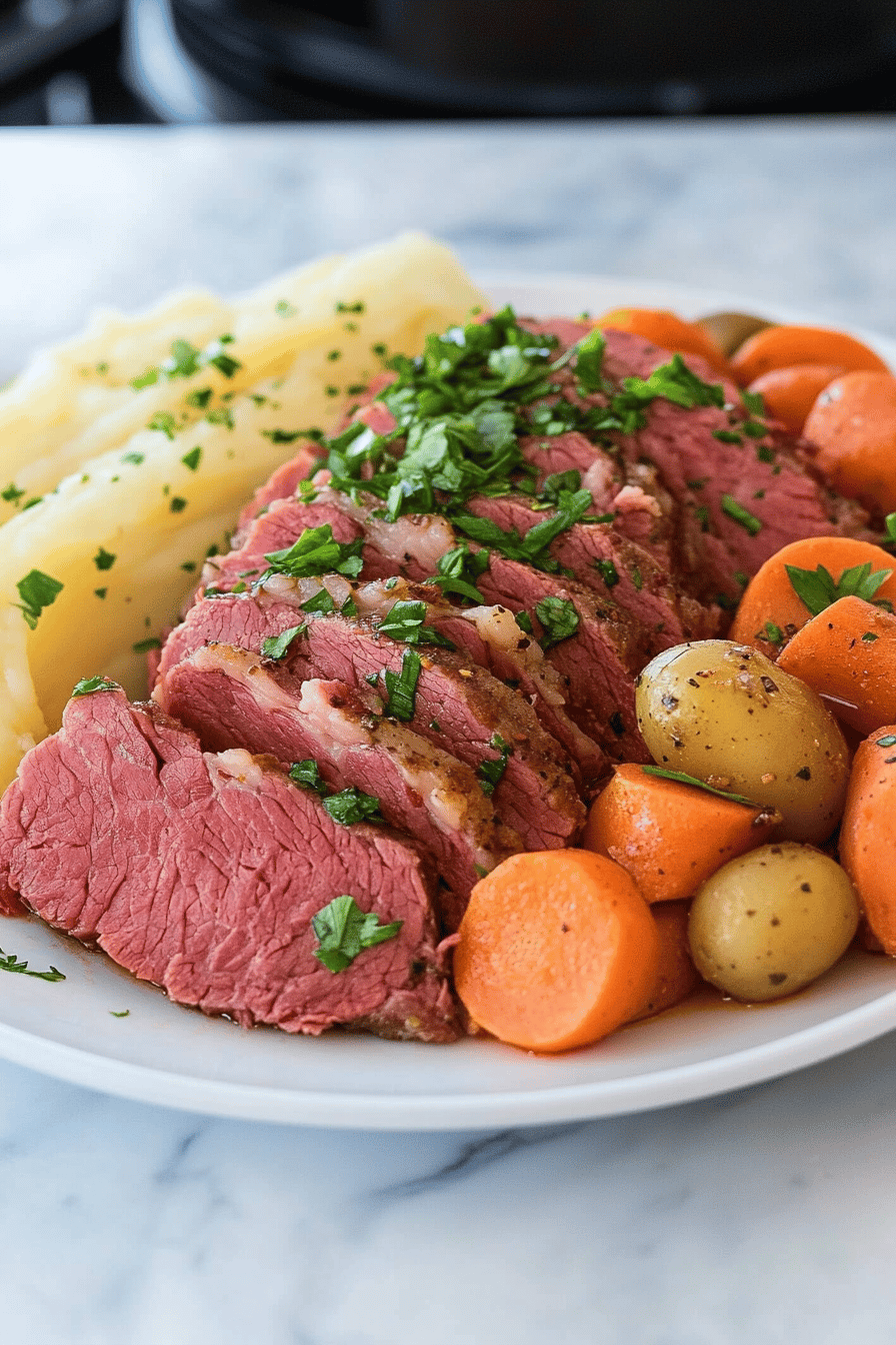 corned beef instant pot ingredients organized and measured on kitchen counter