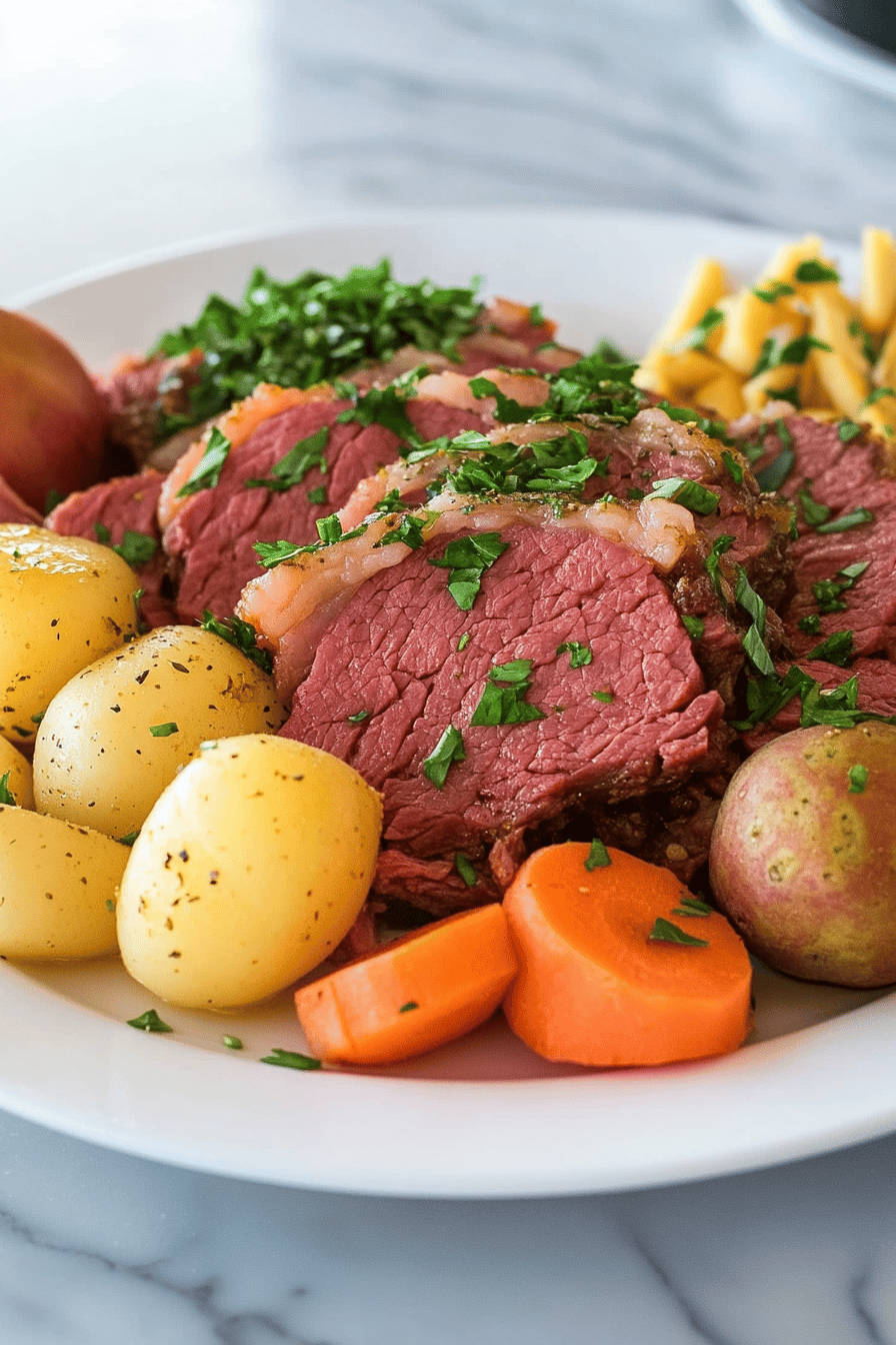 corned beef instant pot ingredients organized and measured on kitchen counter
