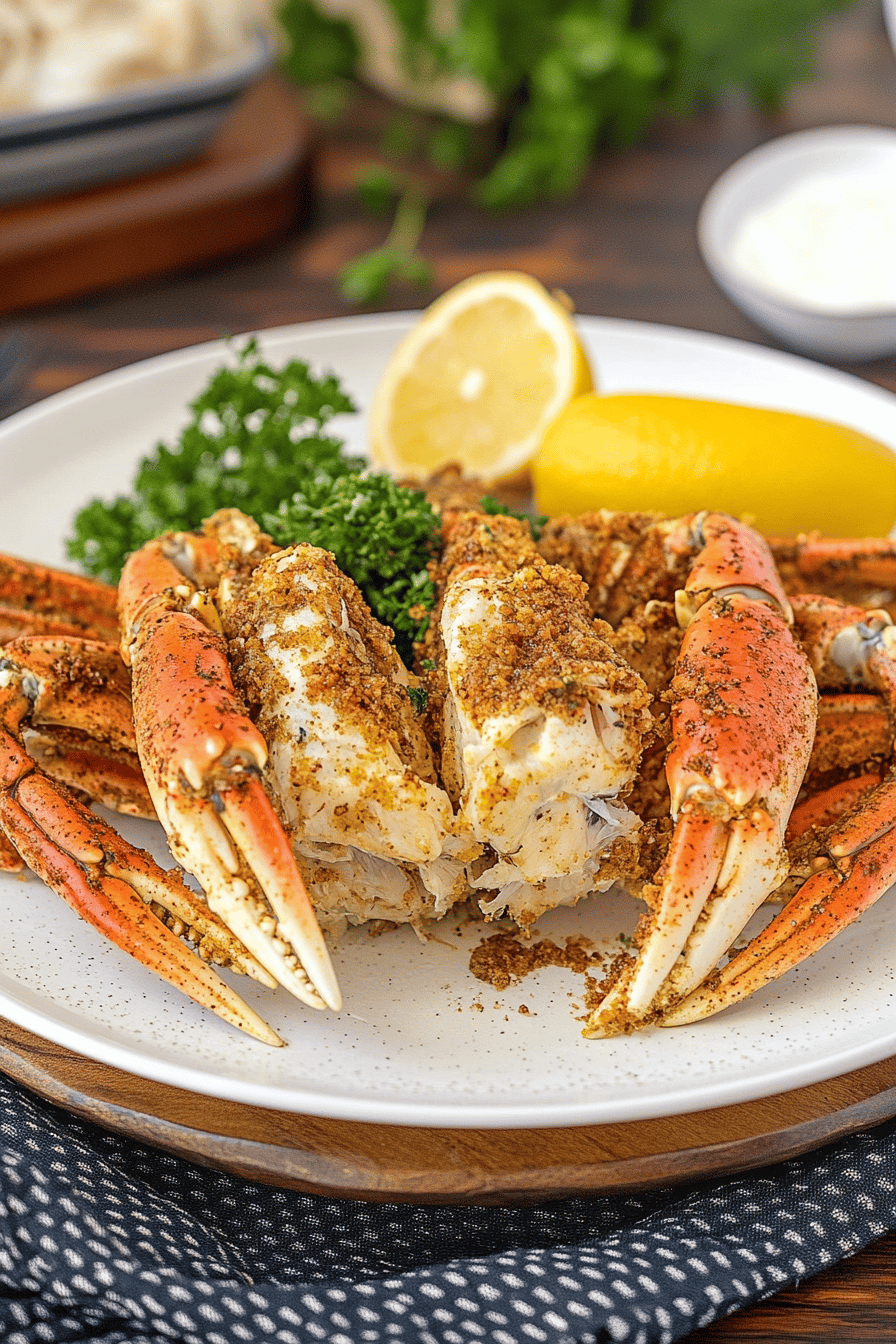 dungeness crab legs slice on plate showing perfect texture and swirl pattern