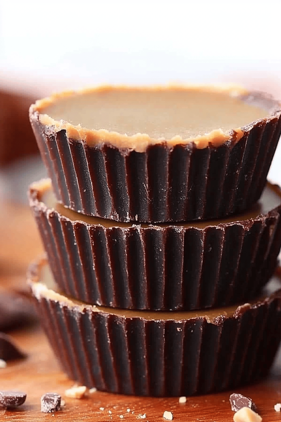 healthy peanut butter cups ingredients organized and measured on kitchen counter