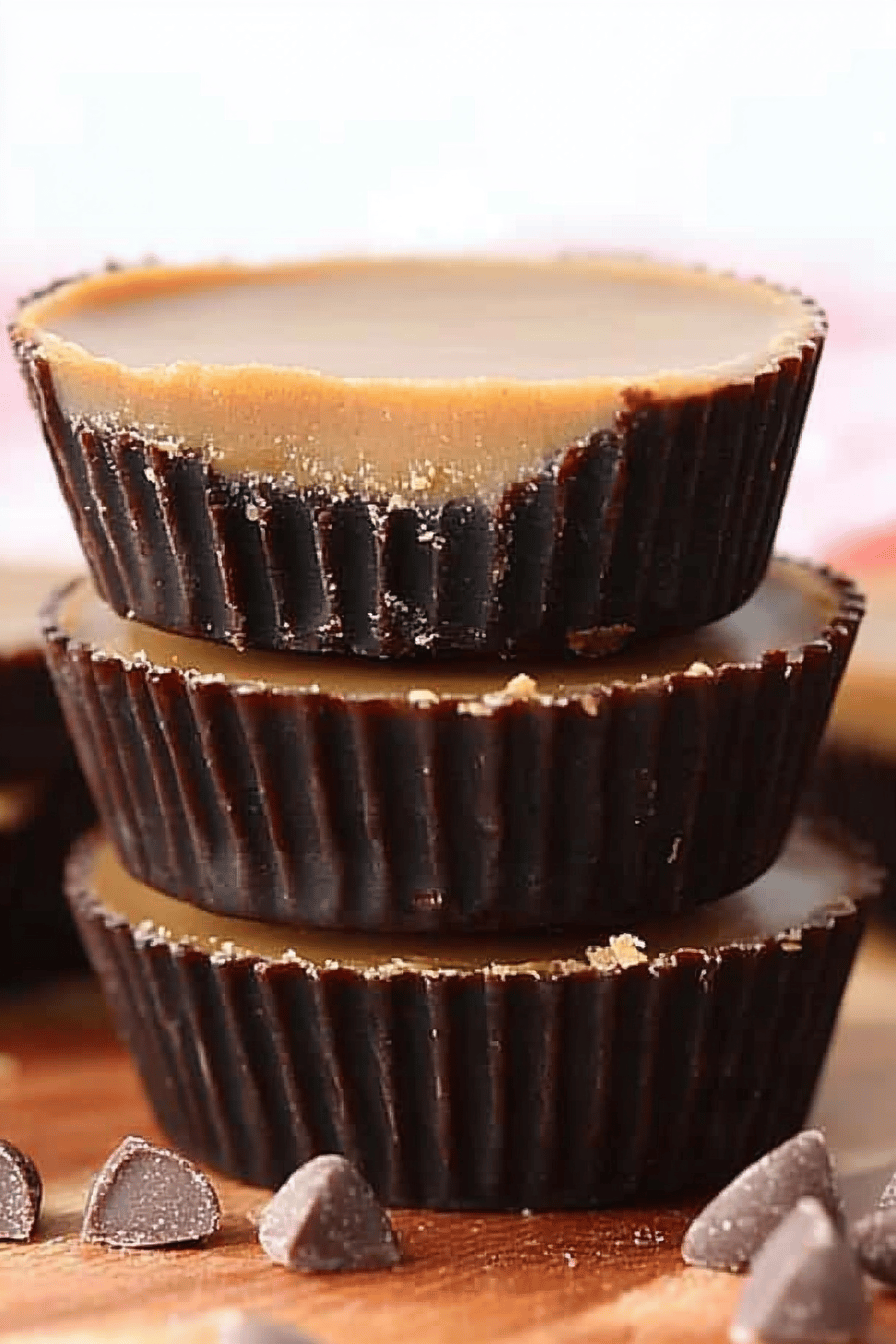 healthy peanut butter cups slice on plate showing perfect texture and swirl pattern