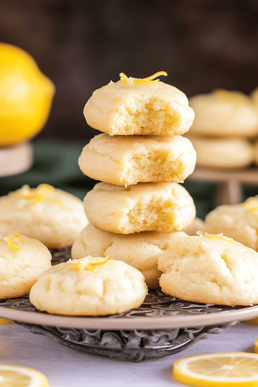 lemon drop cookies slice on plate showing perfect texture and swirl pattern