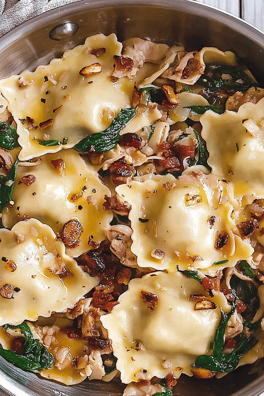 make ravioli slice on plate showing perfect texture and swirl pattern
