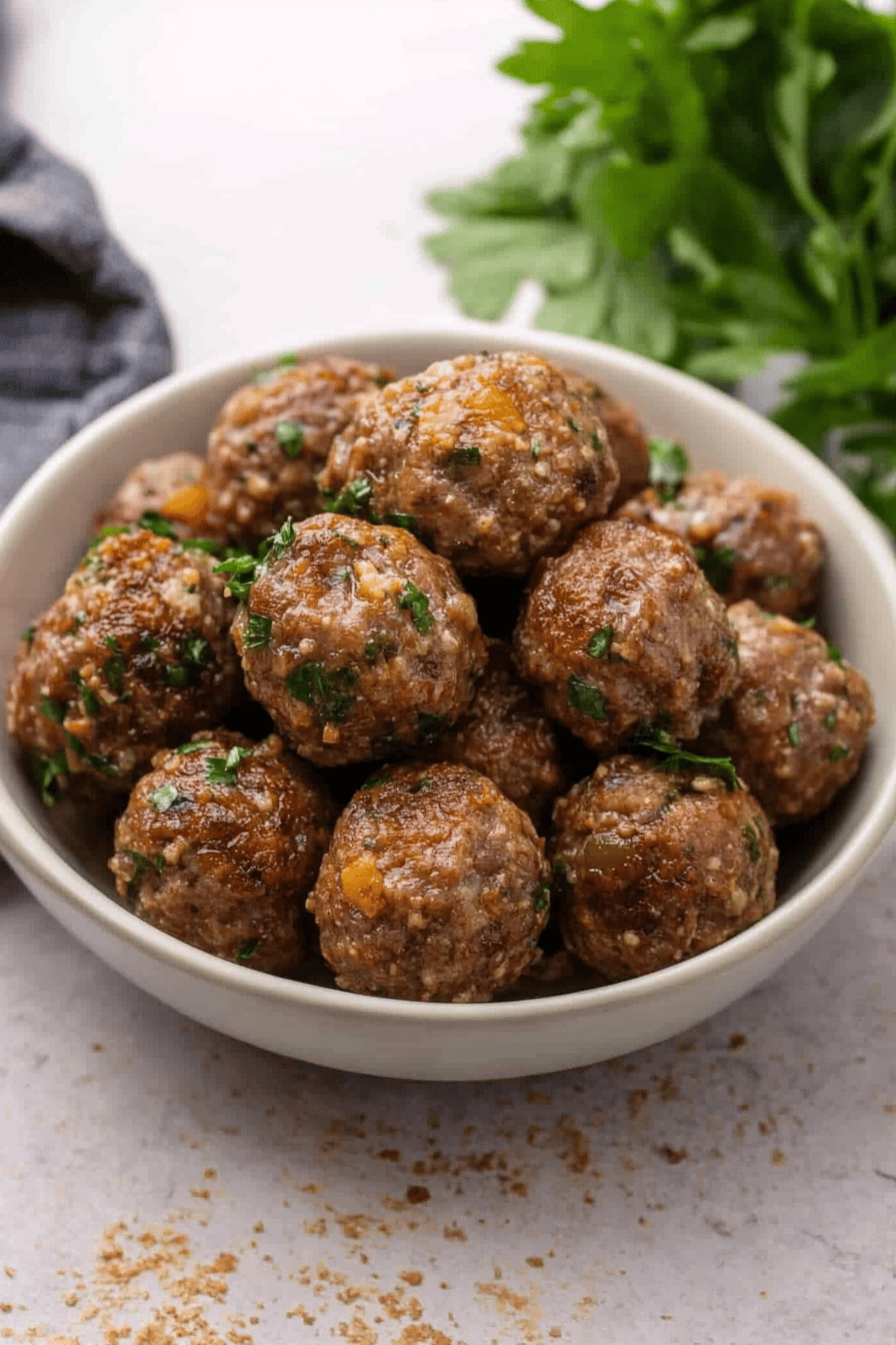meatballs recipe slice on plate showing perfect texture and swirl pattern